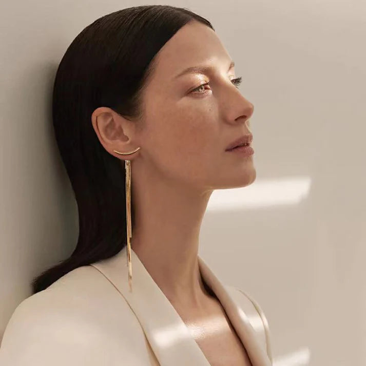 Pair Cute Solid Color Plating Titanium Steel Gold Plated Drop Earrings