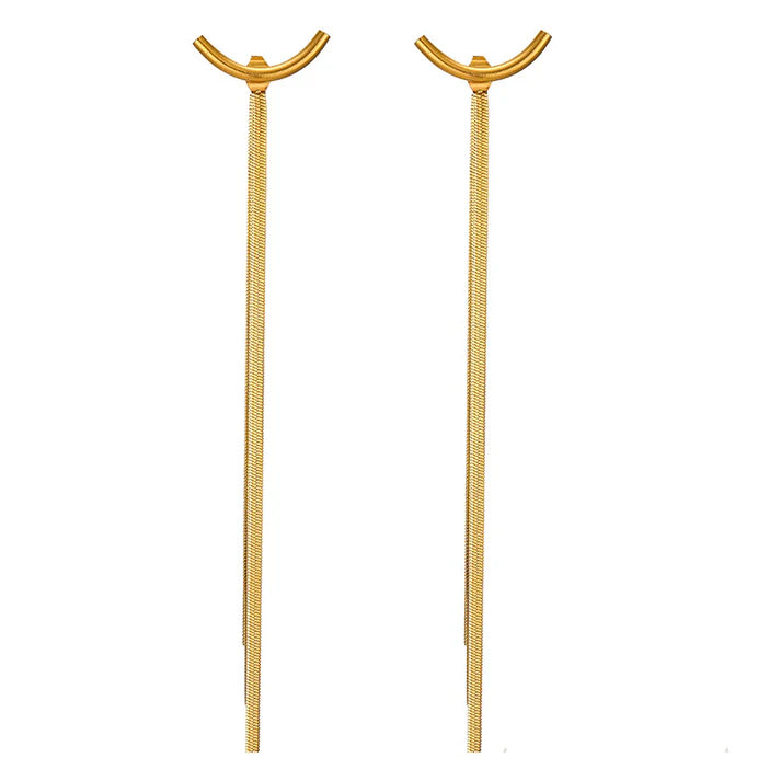 Pair Cute Solid Color Plating Titanium Steel Gold Plated Drop Earrings