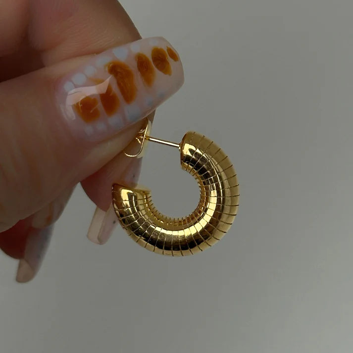 Pair ig style classic style c shape stainless steel 14k gold plated ear studs