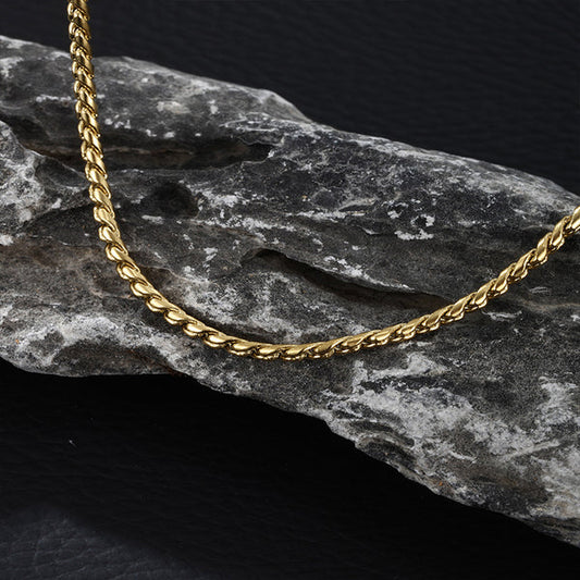 Casual vintage style xuping solid color stainless steel plating chain 14k gold plated unisex necklace