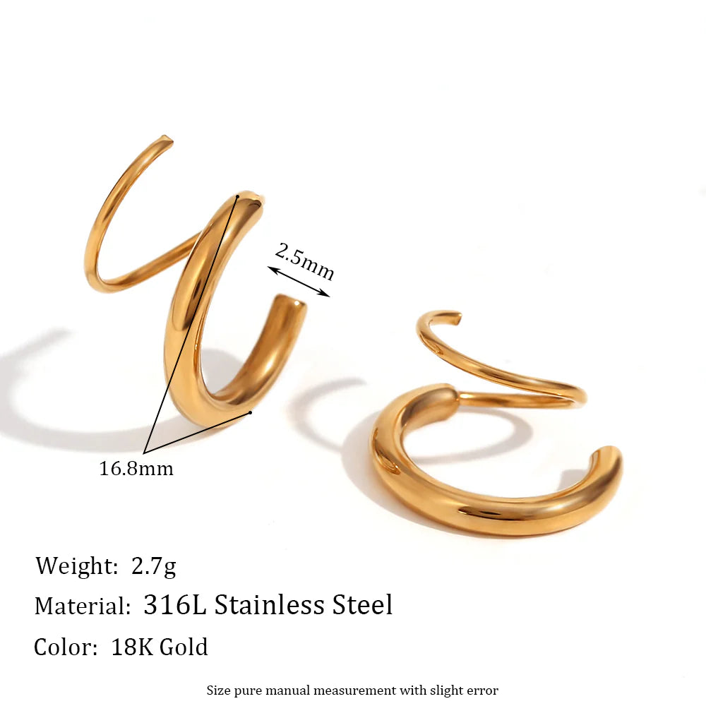 Pair of basic simple style classic style solid color plating stainless steel 18k gold plated ear studs