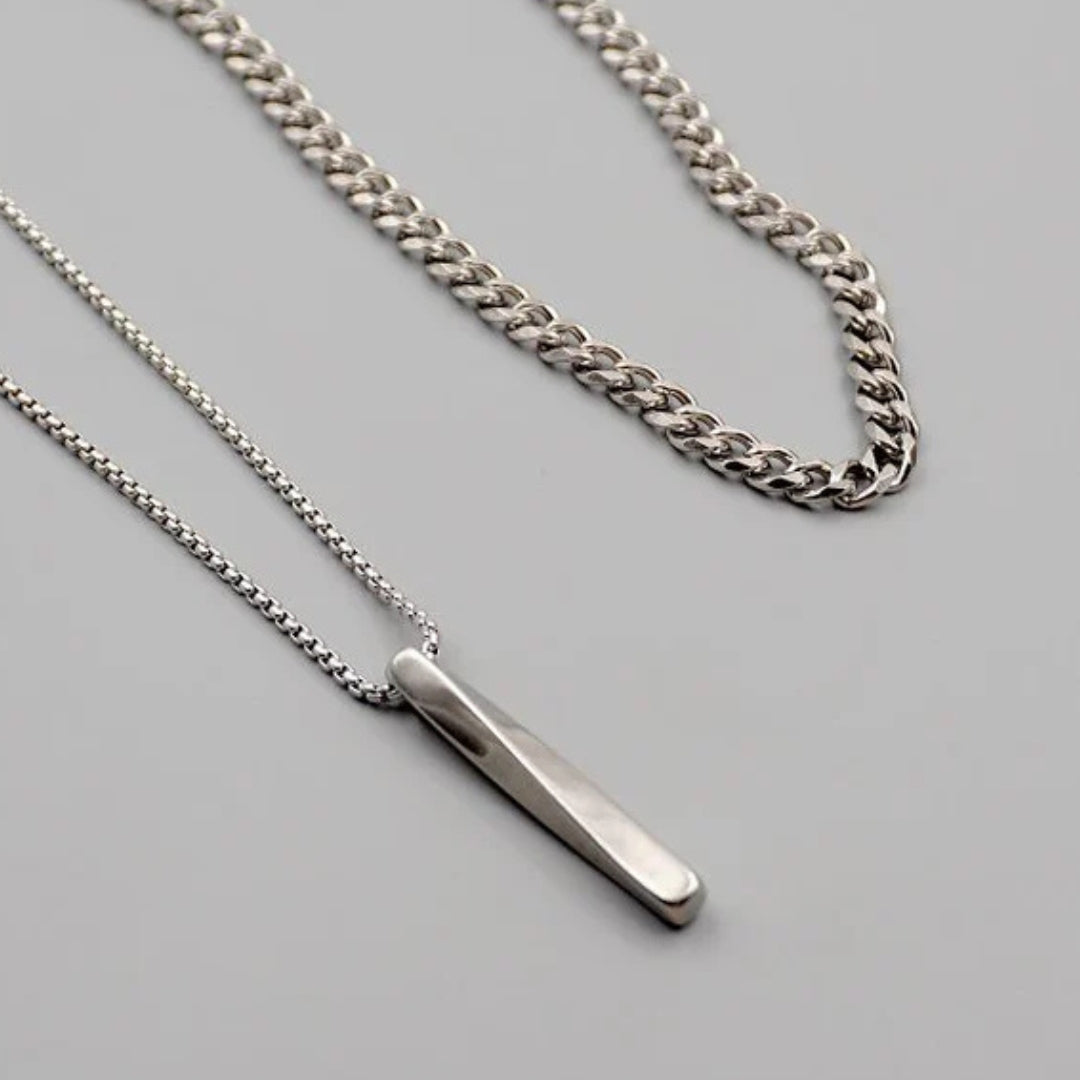 Casual Hip-Hop Solid Color Titanium Steel Men's Layered Necklaces